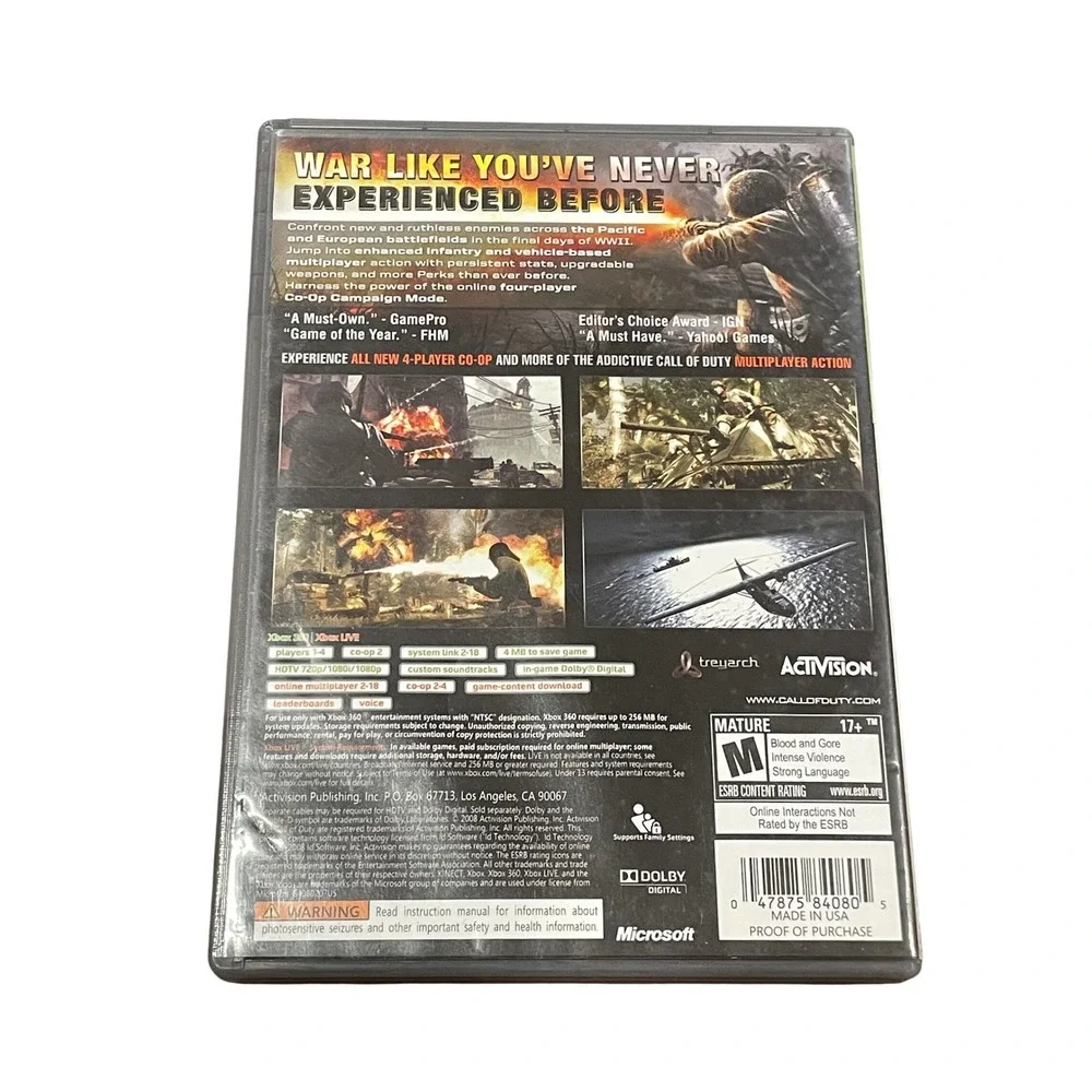 Call of Duty World at War Xbox 360 Platinum Hits Activision Video Game CIB